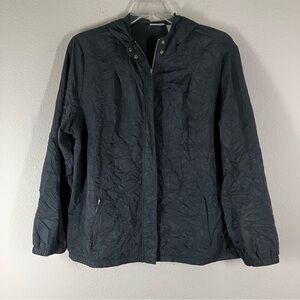 CHICO'S Zenergy Black Windbreaker Lightweight Golf Zip Jacket Pockets Hood XL 3